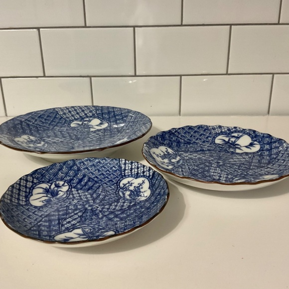 VTG Blue & White Decorative Bowl Set of 3 by Andrea by Sadek Japan - Picture 4 of 5